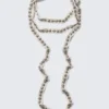 Studded Linen-Blend Choker Necklace – Beige