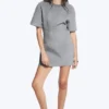 Studded Mini Scuba Tee Dress – Grey Melange – Studs