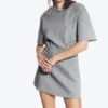 Studded Mini Scuba Tee Dress – Grey Melange – Studs