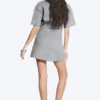 Studded Mini Scuba Tee Dress – Grey Melange – Studs