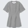 Studded Mini Scuba Tee Dress – Grey Melange – Studs