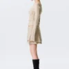 Studded Pleated Mini Skirt – Beige