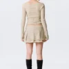 Studded Pleated Mini Skirt – Beige