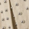 Studded Pleated Mini Skirt – Beige