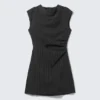 Suiting Open-Back Dress – Black Striped