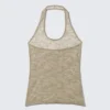 Swirly Lace Halterneck Top – Beige