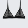 Swirly Lace Triangle Bra – Black