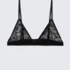 Swirly Lace Triangle Bra – Black