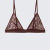 Swirly Lace Triangle Bra – Dark Red