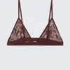 Swirly Lace Triangle Bra – Dark Red