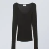 Tea Sheer Long Sleeve Top – Black