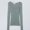 Tea Sheer Long Sleeve Top – Dusty Turquoise