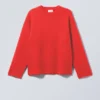Teo Oversized Wool Blend Knit Sweater – Bright Red