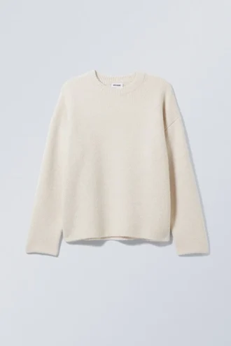 Teo Oversized Wool Blend Knit Sweater – Ecru