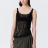 Textured Knitted Tank Top – Black