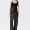 Textured Knitted Tank Top – Black