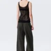 Textured Knitted Tank Top – Black
