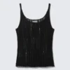 Textured Knitted Tank Top – Black