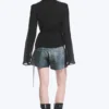Textured Long-Sleeved Wrap Shirt – Transparent Black