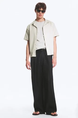 Textured Short-Sleeved Resort Shirt – Light Dusty Mole