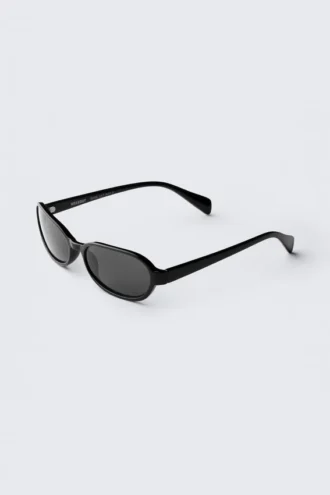 Thin Oval Frame Sunglasses – Black