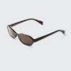Thin Oval Frame Sunglasses – Dark Brown – Brown Lenses