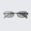 Thin Oval Frame Sunglasses – Greige – Grey Lenses