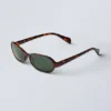 Thin Oval Frame Sunglasses – Tortoiseshell-Patterned