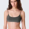 Tie-Back Glitter Bikini Top – Grey – Glitter