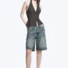 Tie-Back Hook-And-Eye Halterneck Top – Dark Grey