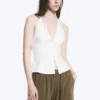 Tie-Back Hook-And-Eye Halterneck Top – White