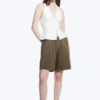 Tie-Back Hook-And-Eye Halterneck Top – White