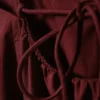 Tie-Back Twill Mini Dress – Burgundy