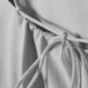 Tie-Back Twill Mini Dress – Light Grey – Pinstripe