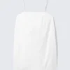 Tie-Back Twill Mini Dress – White