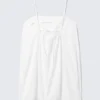 Tie-Back Twill Mini Dress – White