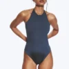 Tie Halter Neck Swimsuit – Dark Blue