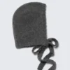 Tied Knit Bonnet – Dark Grey Melange