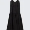 Tiered Cotton Poplin Maxi Dress – Black