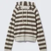 Tight Cotton Jersey Hoodie – Grey & Dark Mole Stripe