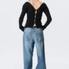 Tight Knitted V-Neck Cardigan – Black