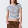 Tight Mini T-Shirt – Blue/Pink Multi Stripe