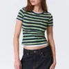 Tight Mini T-Shirt – Navy/Green Stripe