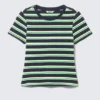 Tight Mini T-Shirt – Navy/Green Stripe