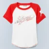 Tight Printed Short Sleeve Mini T-Shirt – Off-White & Red | Cheap Monday Gb