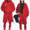 Toffs Loose Fit Zip Football Hoodie – Bright Red