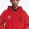 Toffs Loose Fit Zip Football Hoodie – Bright Red