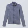 Toni Two Tone Rib Zip Turtleneck – Two Tone Blue & White