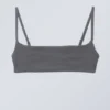 Towelling Scoop Neck Bikini Top – Dark Grey