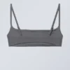 Towelling Scoop Neck Bikini Top – Dark Grey